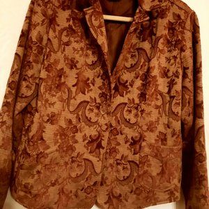French Dressing Light Gold Brown Suit Jacket Floral Design
